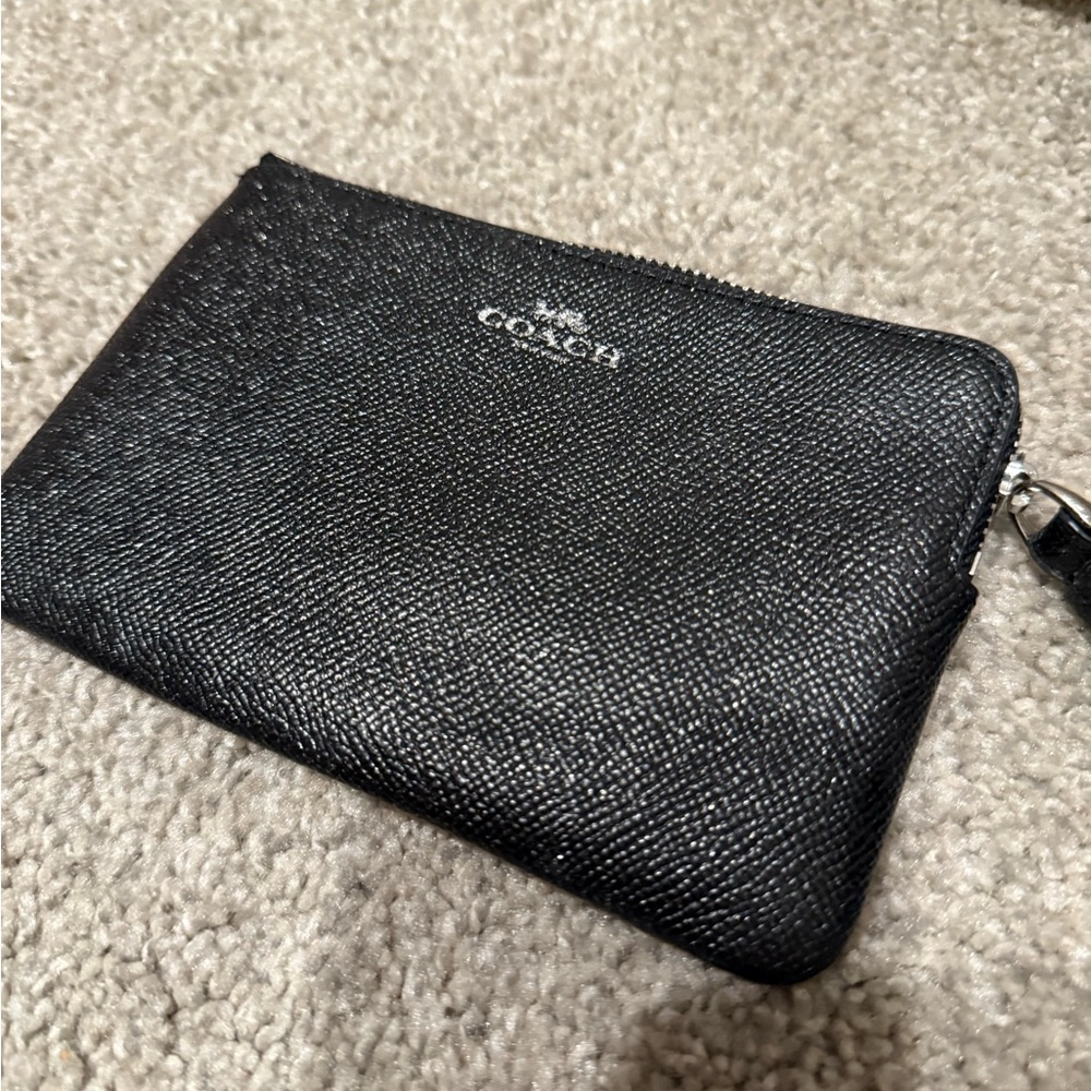 Coach Black Textured Leather Pouch